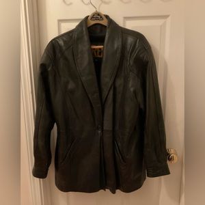 Rugged used leather coat with removable lining men XL